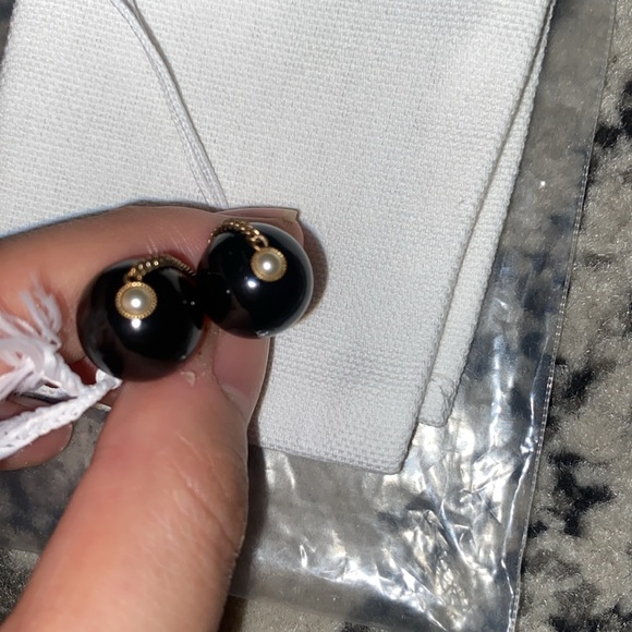 Dior Tribales Earrings Bronze-Finish Metal with White and Black Resin Pearls - Picture 3 of 12